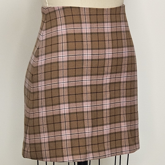 Pink Plaid Mini Skirt - Picture 1 of 11
